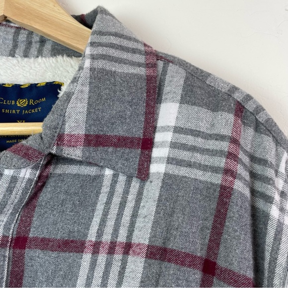 Club Room Men’s Plaid Flannel Sherpa Lined Shirt Jacket Cozy Shacket Size XL - Picture 6 of 16